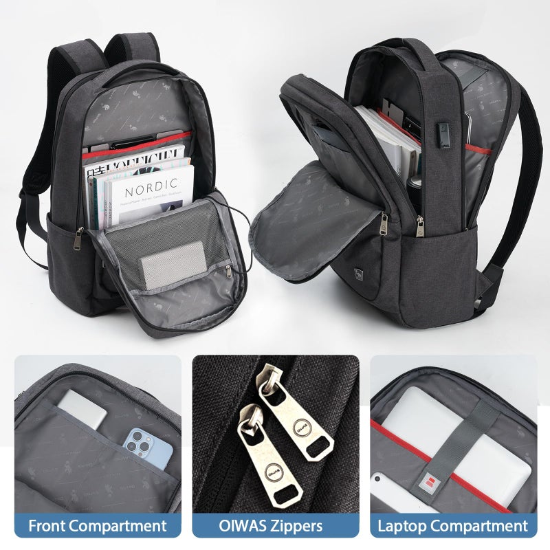 OIWAS Laptop Backpack 17 Inch For Men Business Backpack - Women Travel Daypack - Lightweight Large Backpack (Black) - Image 3